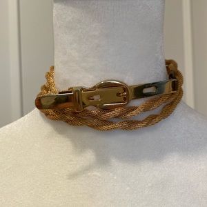 Vintage Twist Mesh Antique Gold Jewlery Belt Choker Necklace